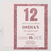 roos goud 12e verjaardag kaart (Voorkant / Achterkant)