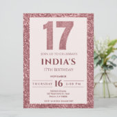 roos goud 17e verjaardag kaart (Staand voorkant)