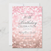 Roos Goud 30e Verjaardag Glitter Confetti Lights Kaart (Voorkant)