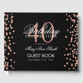 Roos Goud 40e Verjaardagsfeest Confetti Zwart Gastenboek (Voorkant)