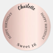 Roos goud aangepaste foto Sweet 16 Ronde Sticker (Voorkant)