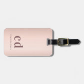 Roos goud aangepaste monogram naam modern bagagelabel (Voorkant horizontaal)