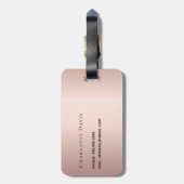 Roos goud aangepaste monogram naam modern bagagelabel (Achterkant verticaal)