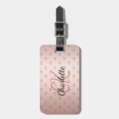 Roos goud aangepaste naam van monogram initiaal bagagelabel (Voorkant verticaal)
