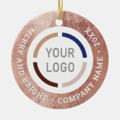 Roos goud aangepaste zakelijke ornamenten met logo (Voorkant)