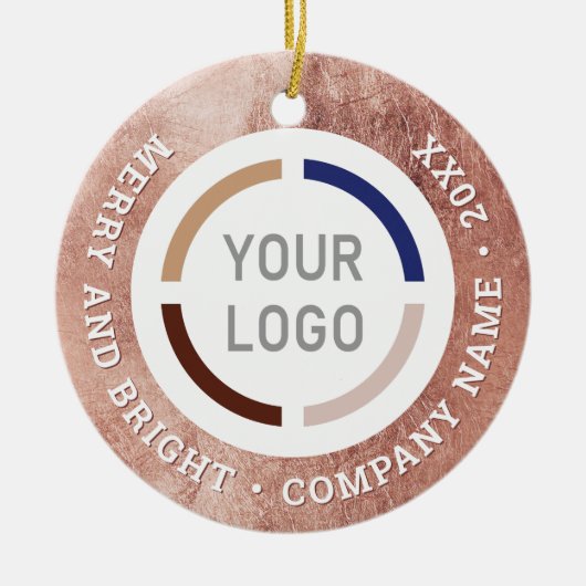 Roos goud aangepaste zakelijke ornamenten met logo (Voorkant)