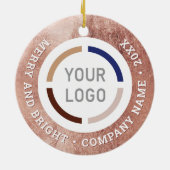 Roos goud aangepaste zakelijke ornamenten met logo (Achterkant)