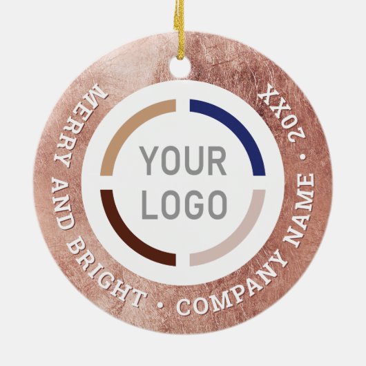 Roos goud aangepaste zakelijke ornamenten met logo (Achterkant)