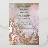 roos goud abstract romantisch bruiloft echt folie uitnodiging (Voorkant)