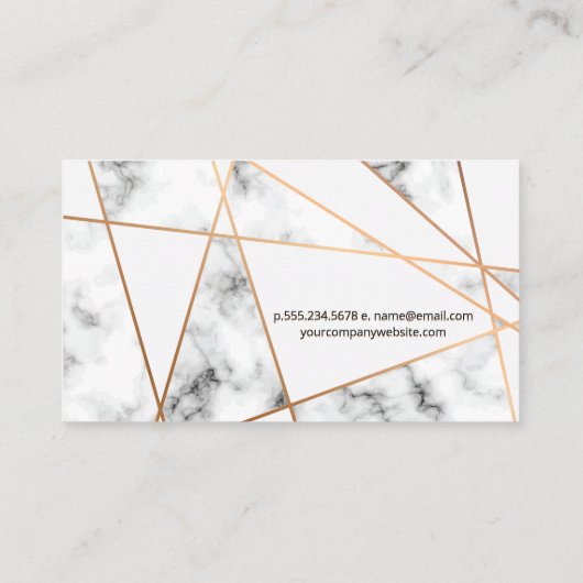 Roos Goud Abstracte Metallic Lijnen | Marmer Visitekaartje (Achterkant)