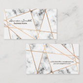 Roos Goud Abstracte Metallic Lijnen | Marmer Visitekaartje (Voorkant / Achterkant)