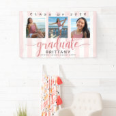 Roos goud afstuderen 3 foto modern glitter script spandoek (Insitu)