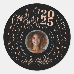Roos Goud Afstuderen Foto Confetti Design Sticker