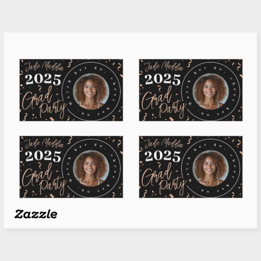 Roos Goud Afstuderen Foto Confetti Design Sticker (Vel)
