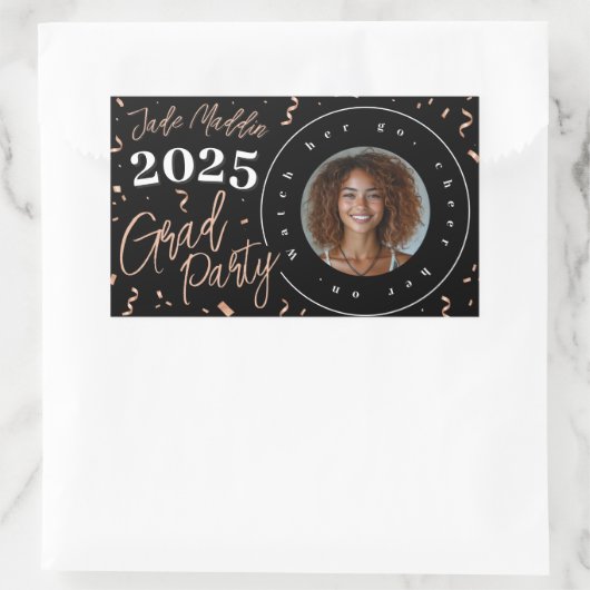 Roos Goud Afstuderen Foto Confetti Design Sticker (Tas)