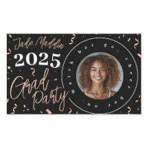 Roos Goud Afstuderen Foto Confetti Design Sticker