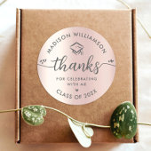 Roos Goud Afstuderen Modern Bedankt Script Hart Ronde Sticker