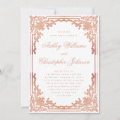 Roos Goud Antiek Wit Bruiloft Kaart (Voorkant)