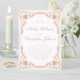Roos Goud Antiek Wit Bruiloft Kaart