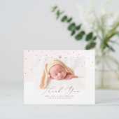 Roos Goud Baby shower Dank u Blush Waterverf Briefkaart (Staand voorkant)