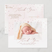 Roos Goud Baby shower Dank u Blush Waterverf Briefkaart (Voorkant / Achterkant)