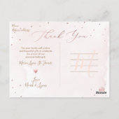Roos Goud Baby shower Dank u Blush Waterverf Briefkaart (Achterkant)