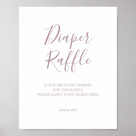 Roos Goud Baby shower Luier Raffle Sign Poster (Voorkant)
