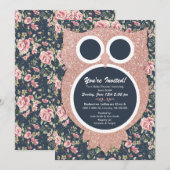 Roos goud baby shower Uitnodigen Kaart (Voorkant / Achterkant)