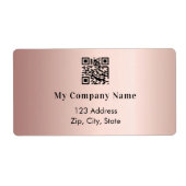Roos goud bedrijf qr code retouradres etiket (Voorkant)