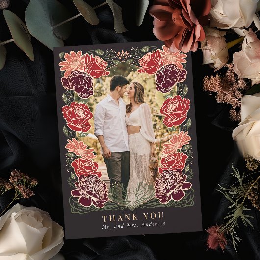 Roos Goud Betoverde Tuin Trouwen Dank u kaart