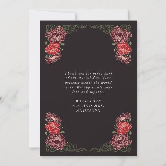 Roos Goud Betoverde Tuin Trouwen Dank u kaart (Achterkant)