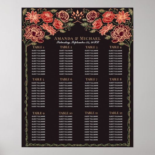 Roos Goud Betoverde Tuin Trouwstoel Grafiek Poster (Voorkant)