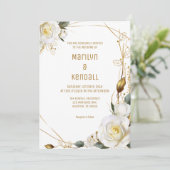 Roos Goud Biologische Bloemen Bruiloft Kaart (Staand voorkant)