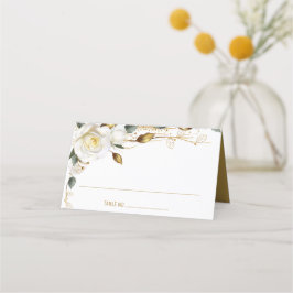 Roos Goud Biologische Bloemen Bruiloft Plaatskaartje