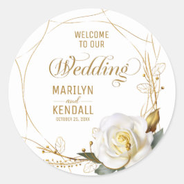 Roos Goud Biologische Bloemen Ronde Sticker