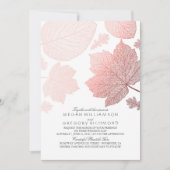 Roos Goud Bladeren Elegante Witte Herfst Wedding Kaart (Voorkant)