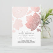 Roos Goud Bladeren Elegante Witte Herfst Wedding Kaart (Staand voorkant)