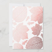Roos Goud Bladeren Elegante Witte Herfst Wedding Kaart (Achterkant)
