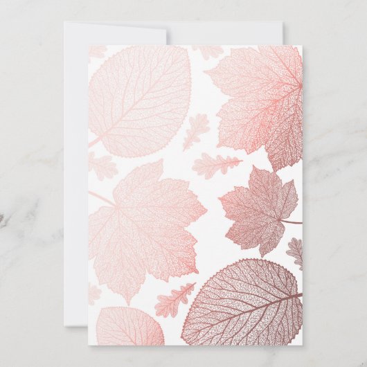 Roos Goud Bladeren Elegante Witte Herfst Wedding Kaart (Achterkant)