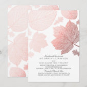 Roos Goud Bladeren Elegante Witte Herfst Wedding Kaart (Voorkant / Achterkant)