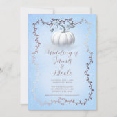 Roos Goud Blauw Storybook Wit Pompoen Bruiloft Kaart (Voorkant)