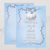 Roos Goud Blauw Storybook Wit Pompoen Bruiloft Kaart (Voorkant / Achterkant)