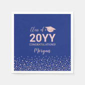 Roos goud & Blauwe Confetti Klasse van Afstuderen Servet (Voorkant)