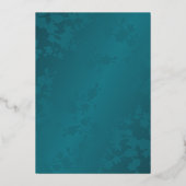 Roos Goud Blauwgroen Bloemen Huwelijk Folie Uitnodiging (Achterkant)