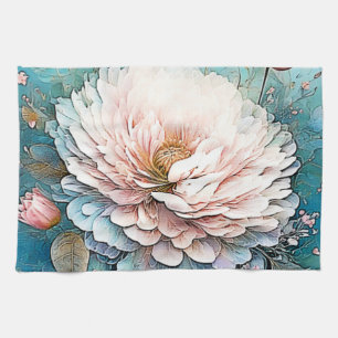 Roos Goud Blauwgroen Bloom Art Theedoek
