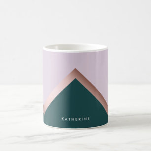 Roos goud blauwgroen en paars geometrisch ontwerp koffiemok