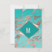 Roos Goud Blauwgroen Groen Marmer Diamant Dank u Bedankkaart (Achterkant)