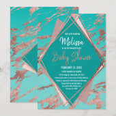 Roos Goud Blauwgroen Groen Marmer Diamond Baby sho Kaart (Voorkant / Achterkant)
