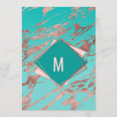 Roos Goud Blauwgroen Groen Marmer Diamond Wedding Menu (Achterkant)