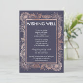 Roos Goud Bloem en Donkerblauwe Wensput Kaart (Staand voorkant)